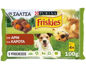 Τροφή για σκύλους σε Σάλτσα με Αρνί & Καρότα Friskies (4x100g)